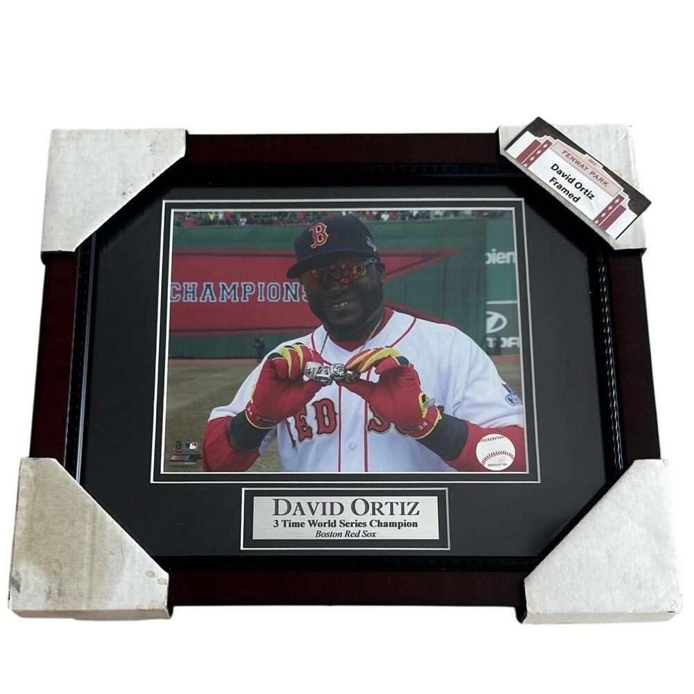David Ortiz 3 time world Series Champion #34 Boston Red Sox framed  Metal plate